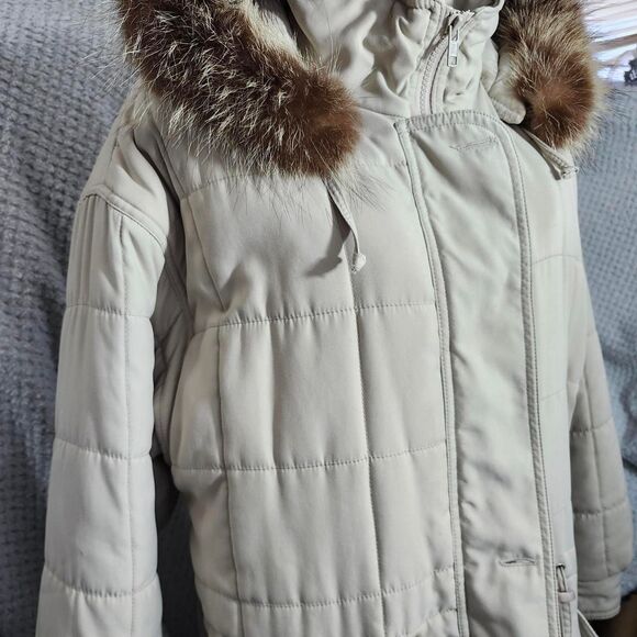 Larry Levine Coat Puffer Beige DOWN FILLED - Picture 1 of 8